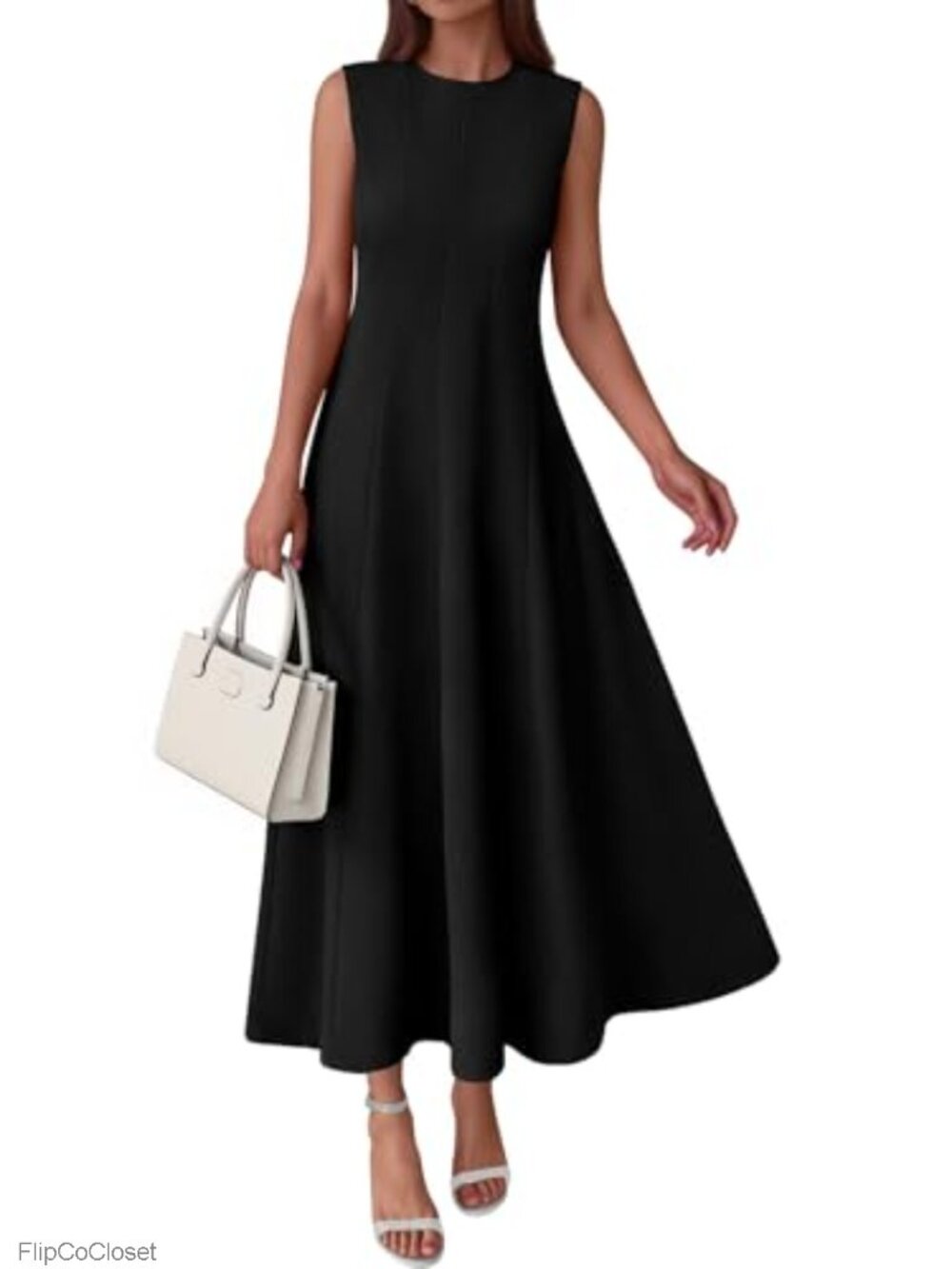 Sleeveless Fit & Flare Maxi Dress with Pockets Semi Formal Wedding Guest